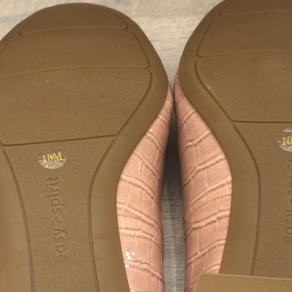Easy spirit Crocodile-Embossed Pink ball Low Heel Dress Shoes Sz‎ 10m new